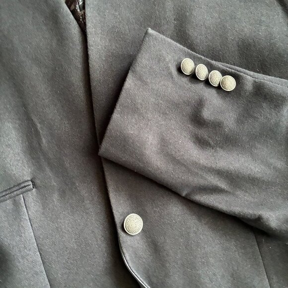 Tallia Men’s 44R Black Tuxedo Blazer w/Faux Leather Shawl Collar Formal Party - Picture 7 of 8